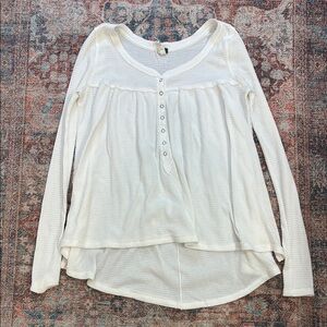 Free People White Asymmetrical Buttoned Blouse